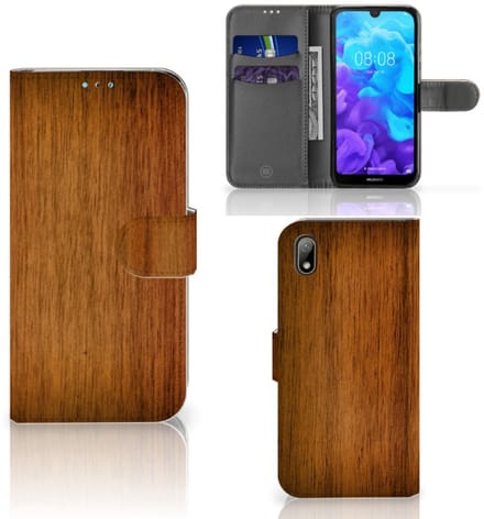 Huawei Y5 (2019) Book Style Case Donker Hout