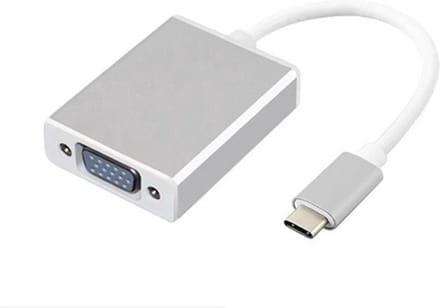 Techvavo® USB-C naar VGA Adapter – Full HD 1080P – USB-C Male naar VGA Female – VGA Converter – Plug & Play – Zilvergrijs