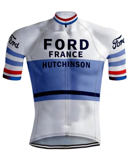 Retro Wielertenue Ford Wit/Blauw - REDTED - 4XL