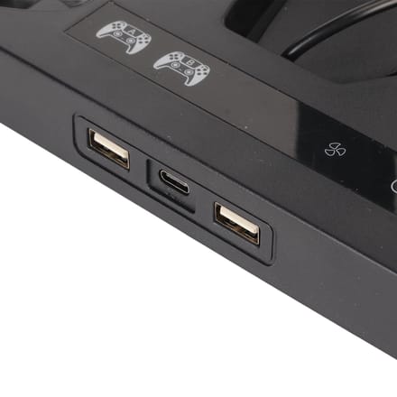 pour PS5 Support Vertical 1 Support Casque 2 Chargeurs Manette 15 Fentes Disques de Jeu avec Ventilateur de Refroidissement gray