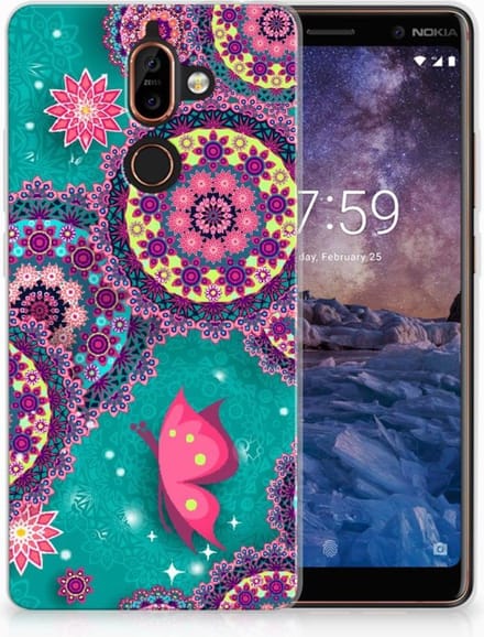 Nokia 7 Plus Hoesje maken Cirkels en Vlinders