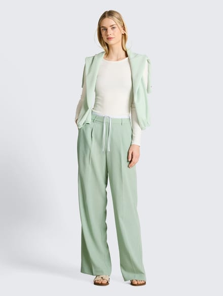 Tom Tailor Denim - Wide Leg-broek in 2-in-1-look - Maat S - light matcha green