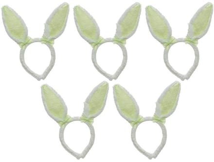 Decoris Konijnoren Diadeem wit groen - 5x - Verkleedaccessoire - Polyester - Unisex - 21,5x24 cm