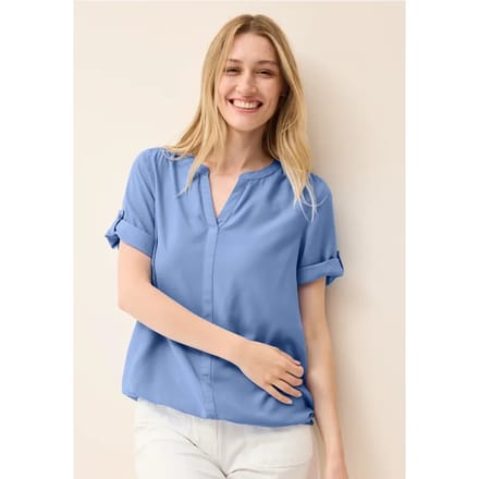 Blouse van viscose met gespleten hals