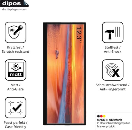 dipos – 2x Matte Pantserfolie geschikt voor Prechen HD-123 12.3 Zoll | 9H Screenprotector