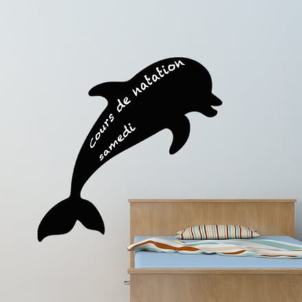 Schoolbordsticker - uitwisbare zelfklevende muurstickers - Dolfijn silhouet - 30x30cm