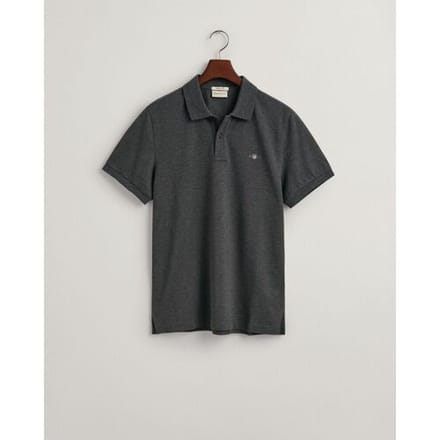 Gant Polo Fine Shield Short Sleeve Piqué Uni Antraciet Melange / male