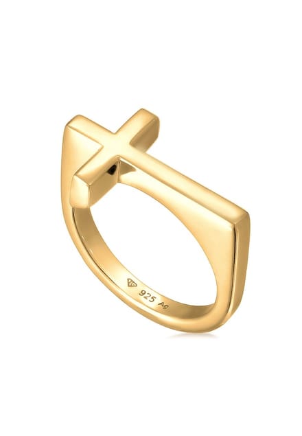 KUZZOI - Ring - Heren Kruisje Effen in 925 Sterling Zilver - Heren