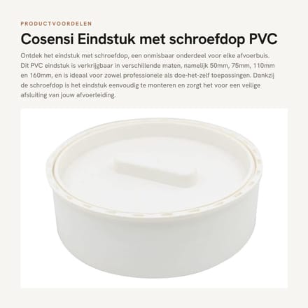 Dailygoods- Eindkap 50/75/110/160mm - PVC Eindkap - Schroefdeksel - Afvoerbuis - Rioolbuis - Schokbestendig - Afsluitdop