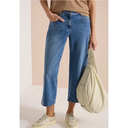 7/8 High Waist jeans met Wide Legs en borduursel