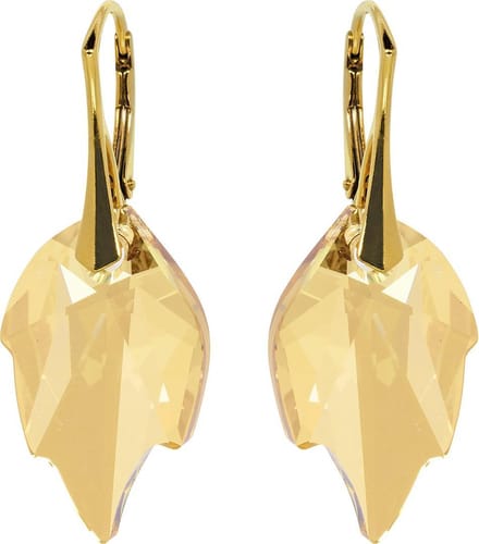 DBD - Oorbellen - Swarovski Kristal Elements - Leaf Golden Shadow - Goudkleurig Zilver - 24MM