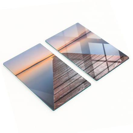 Decoratieve snijplanken van gehard glas met houten frame, 2x30x52 cm