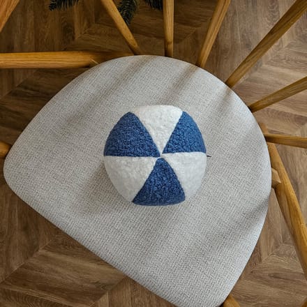 Decordruk SOFT LOOP - Sierkussen - Wit/Blauw - Kleine Kogelkussen