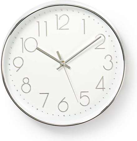 Nedis - clock - quartz - wall mountable - 30 cm - white silver