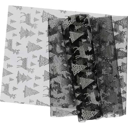 Unique Living - Decofabric Glitter Forest - 28x300cm - Black