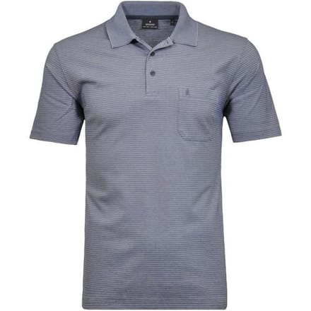 Ragman Polo Softknit Fine Stripe Easy Care Duivenblauw / male