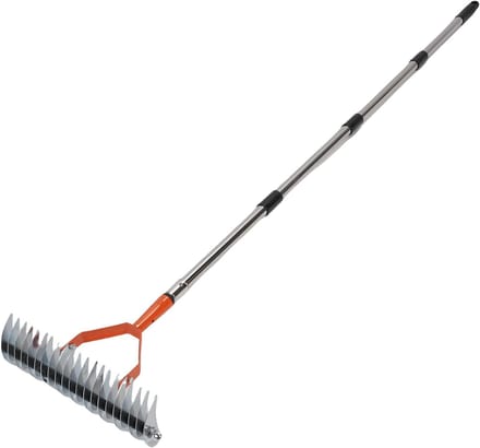 Gazon hark - Gras hark - Gazon onderhoud - Verstelbare steel - 134 cm