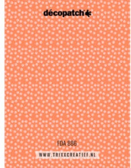 Decopatch papier oranje met witte dierenpootjes FLUO