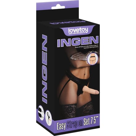 Lovetoy Easy Strap-on Set met dildo van 19 cm - lichte beige