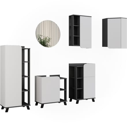 Vicco Badkamermeubelset Karen, Antraciet/Wit, 6-delig