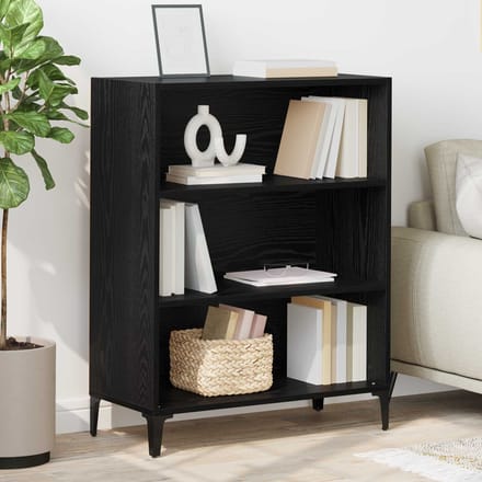 vidaXL - Dressoir - Zwart - Eiken - 69,5 - x - 32,5 - x - 90 - cm - Bewerkt - hout