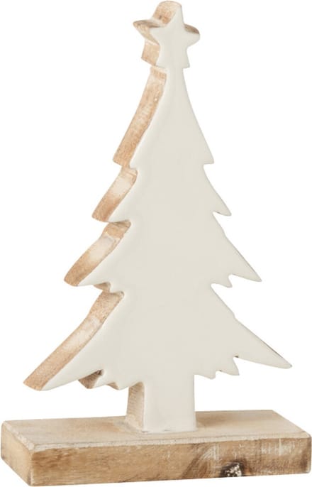 J-Line decoratie Kerstboom Mango - hout - wit - small