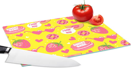 Glazen Snijplank - 28x20 - Eten - Patroon - Roze - Snijplanken Glas