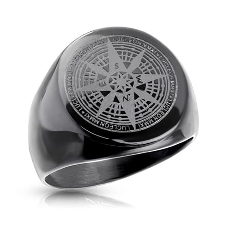Qomp - Ring Heren - Ring Zwart - Dames Ring - Ring Mannen - Mannen Ring - Zwarte Ring