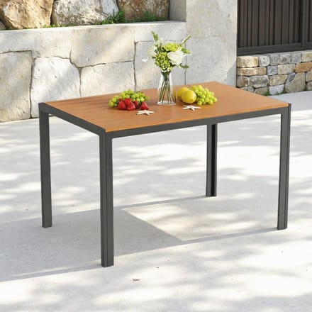 Weerbestendige Tuintafel 110 x 70 cm - Outdoor Eettafel met Aluminium Frame en WPC Blad