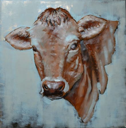 Schilderij - Metaalschilderij - Koe - 80x80cm
