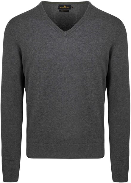 Steppin' Out Trui Cotton Cashmere V-hals Melange Grijs - Maat M - Heren - Pullovers