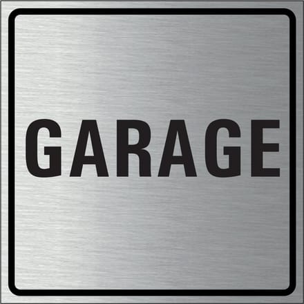 Garage bordje, geborsteld aluminium 150 x 150 mm