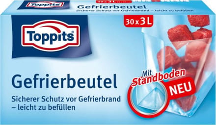 Toppits diepvrieszakken 3 liter - 30 Stuks - Geen Zipsluiting