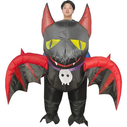 Vleermuis Kat Opblaasbaar Pak, Volwassene 150-190cm zwart