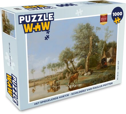 Puzzel Het spiegelende koetje - Schilderij van Paulus Potter - Legpuzzel - Puzzel 1000 stukjes volwassenen