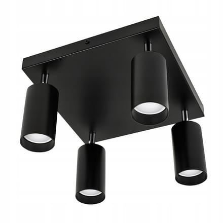 Zwarte Plafondspot 4x GU10 Verstelbaar Aluminium