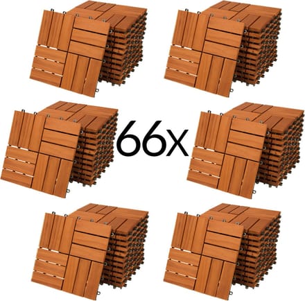 Casaria Vlondertegel – 66 Stuks 6m² – Acaciahout – 30x30cm – Mozaiek