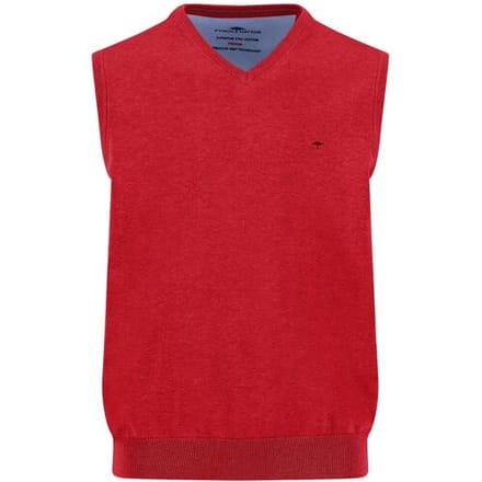 Fynch-Hatton Spencer Uni Color V-Neck Superfine Cotton Tomato / male