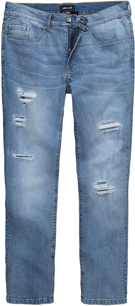 Men Plus - Heren - Jeans Buik-Fit Regular Fit 5-pocket destroyed effect - Blauw denim - Maat 64