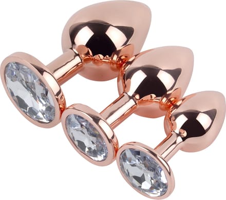 Banoch | Buttplug set van metaal | Aurora - rose goud | wit
