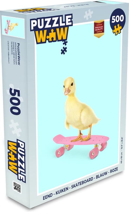Puzzel Eend - Kuiken - Skateboard - Blauw - Roze - Legpuzzel - Puzzel 500 stukjes