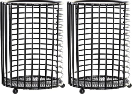 Items keukengerei houder - 2x - zwart - D12 x H16 cm - metaal