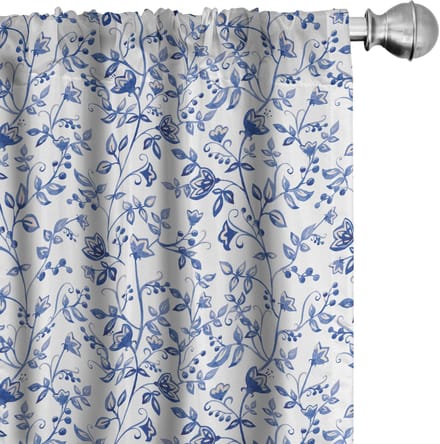 ABAKUHAUS Aquarell – Gordijnen – 2x75x225 cm – Blauw/Wit, microvezel