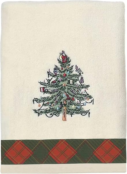 Merkloos Handdoek Kerstboom Tartan 100% Katoen 40x71cm