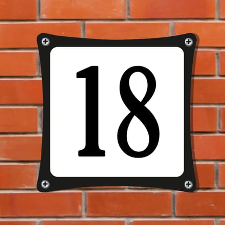 Decoporta Huisnummerbord Emaille-Look - Nummer 18 - Standaard - 10 x 10 cm | incl. schroeven