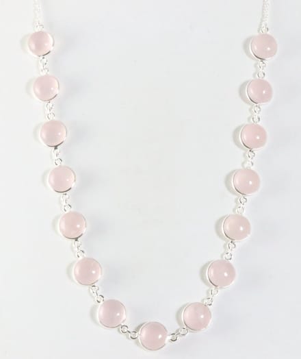 Zilveren collier met rozenkwarts