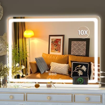 Verlichte Make-up Spiegel met Dimbare Verlichting - Rond, 70 x 50 cm, Touchscreen Bediening
