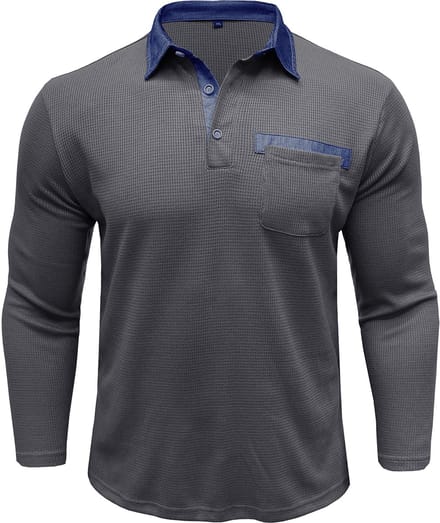 Allthemen Heren Polo - Drie Knopen in Losse Stijl - S