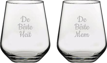 Gegraveerde Drinkglas 42,5cl De Bêste Mem-De Bêste Heit