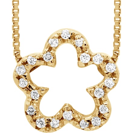 Bloemen halsband Diamonds 0,15 Cts Yellow Gold